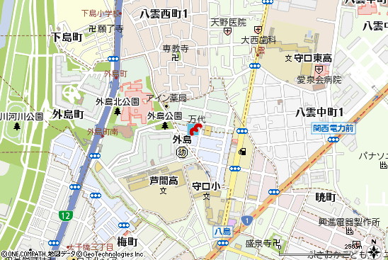 八雲店付近の地図
